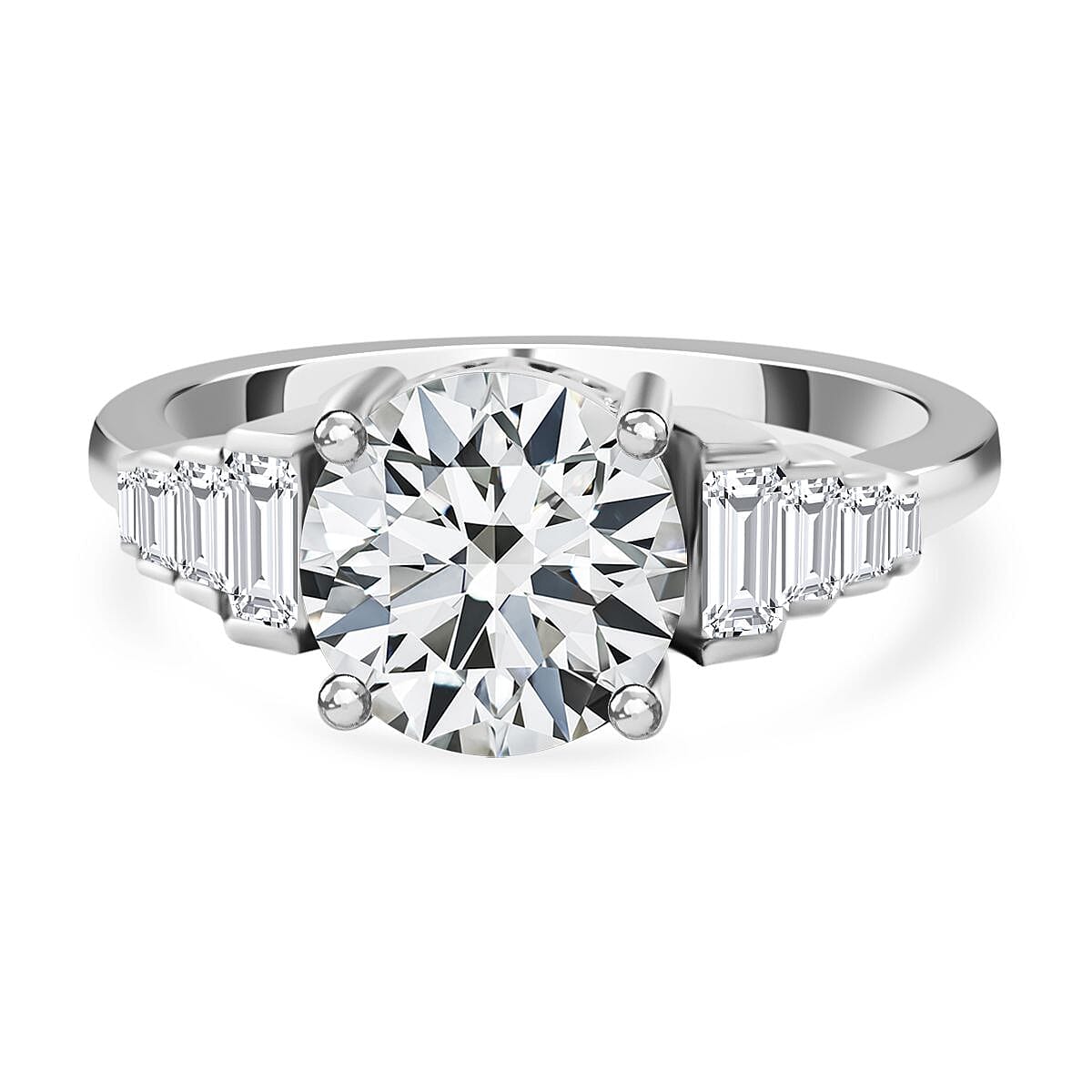 Moissanite Ring in Rhodium Overlay Sterling Silver 2.60 Ct. 7389572 0
