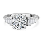 Moissanite Ring in Rhodium Overlay Sterling Silver 2.60 Ct.