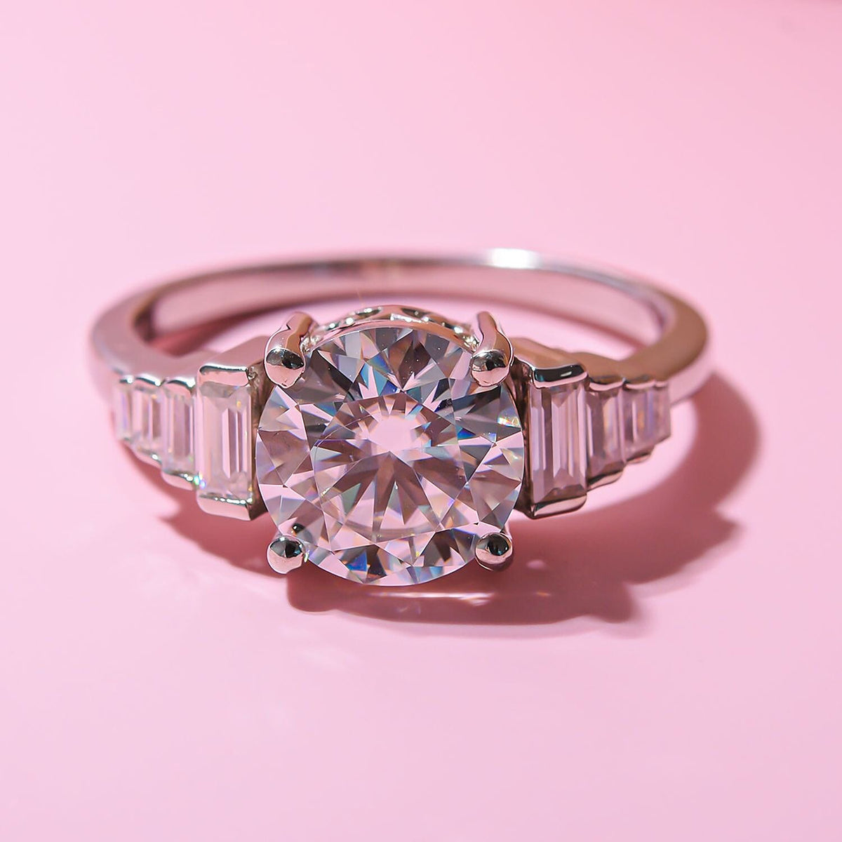 Moissanite Ring in Rhodium Overlay Sterling Silver 2.60 Ct. 7389572 2