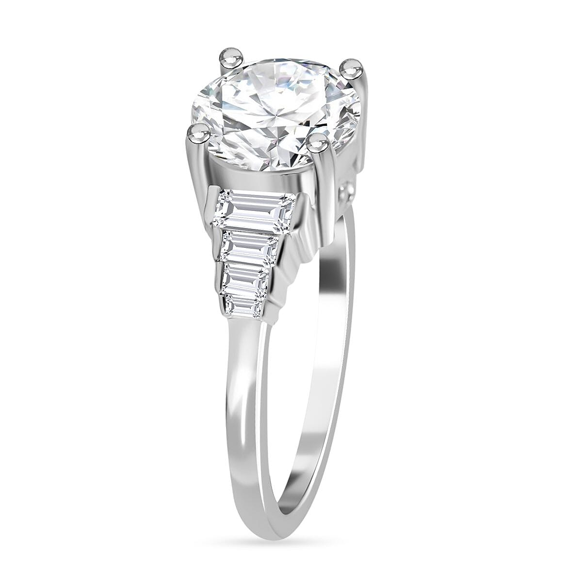 Moissanite Ring in Rhodium Overlay Sterling Silver 2.60 Ct. 7389572 4