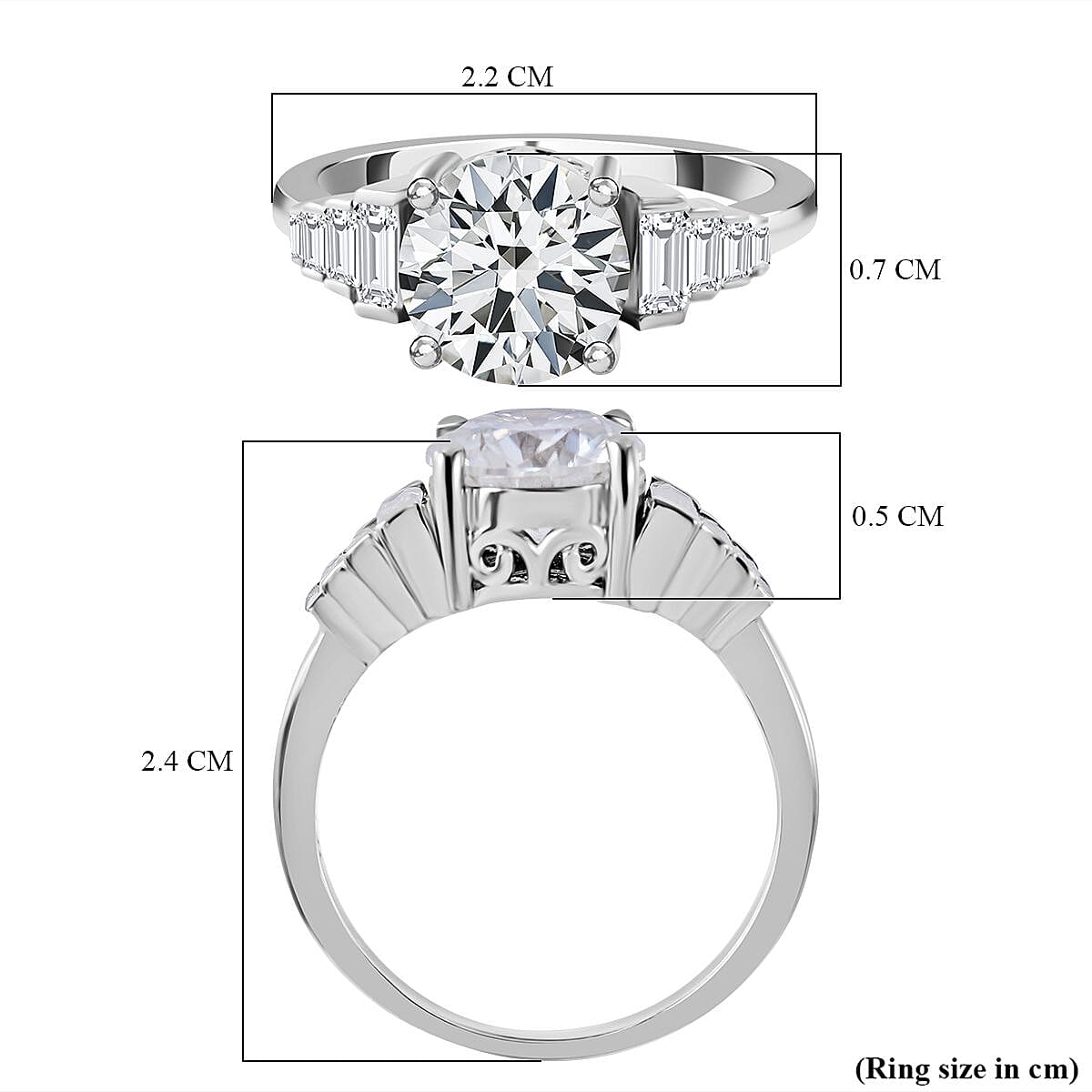 Moissanite Ring in Rhodium Overlay Sterling Silver 2.60 Ct. 7389572 6
