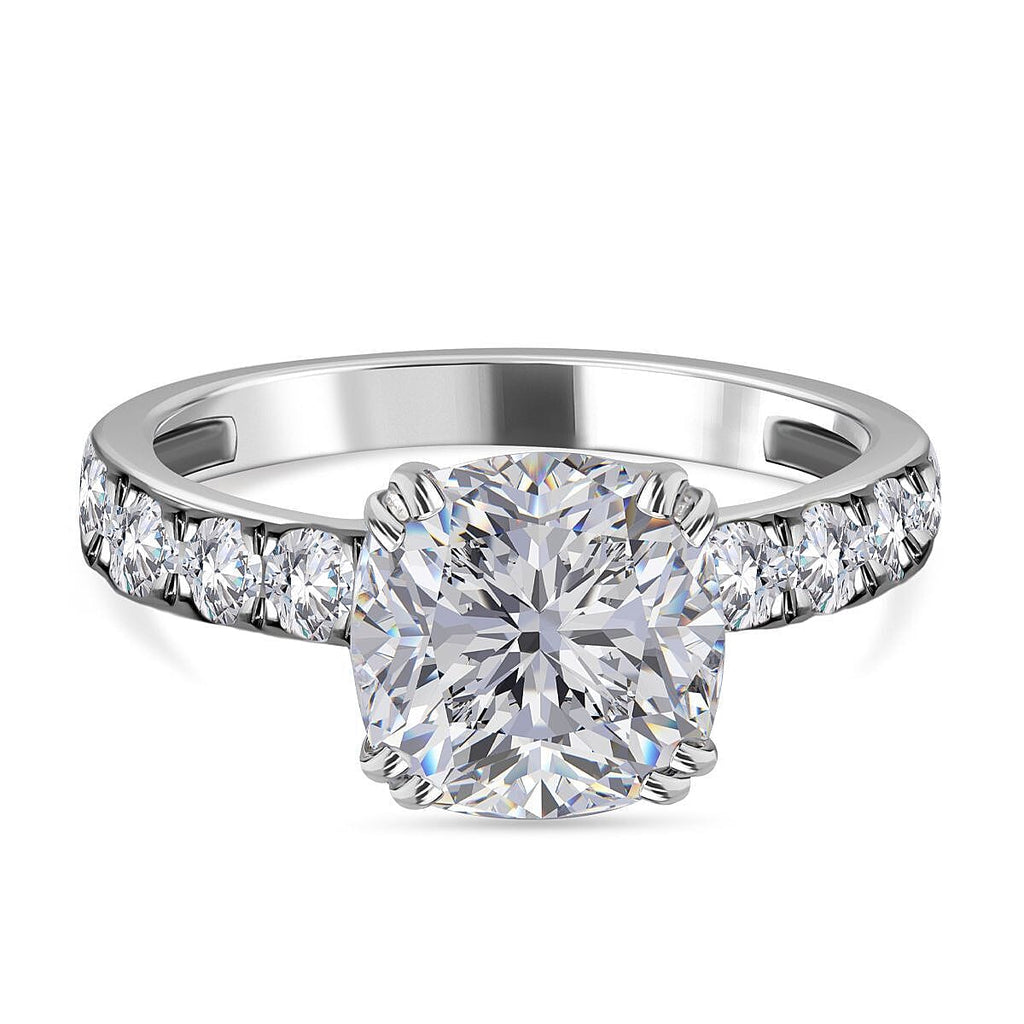 Moissanite Ring in Rhodium Overlay Sterling Silver 2.790 Ct