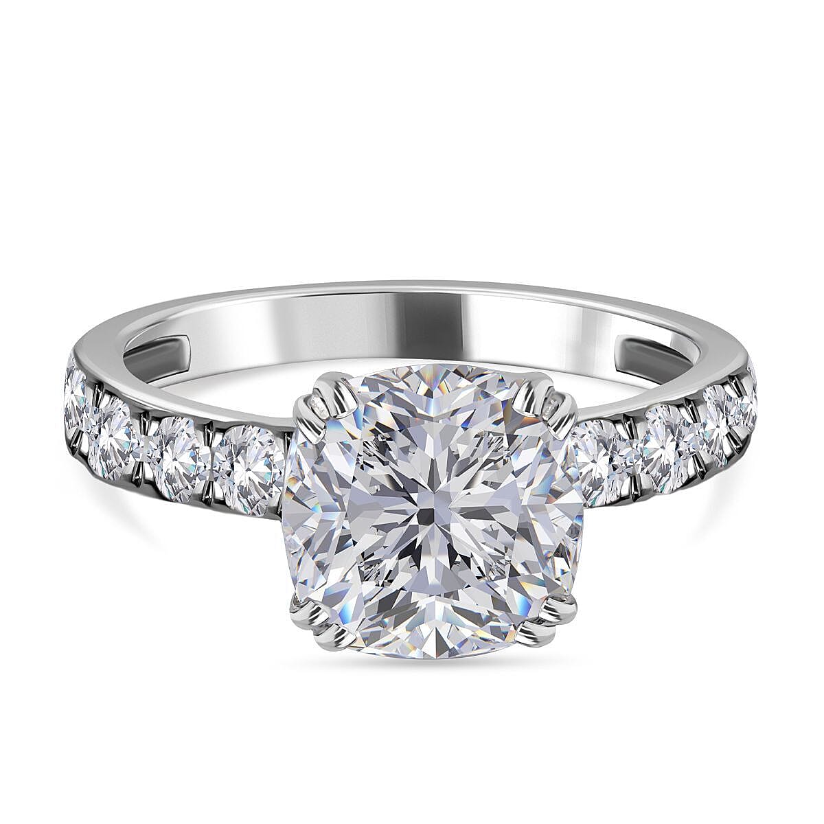 Moissanite Ring in Rhodium Overlay Sterling Silver 2.790 Ct 7361767 0