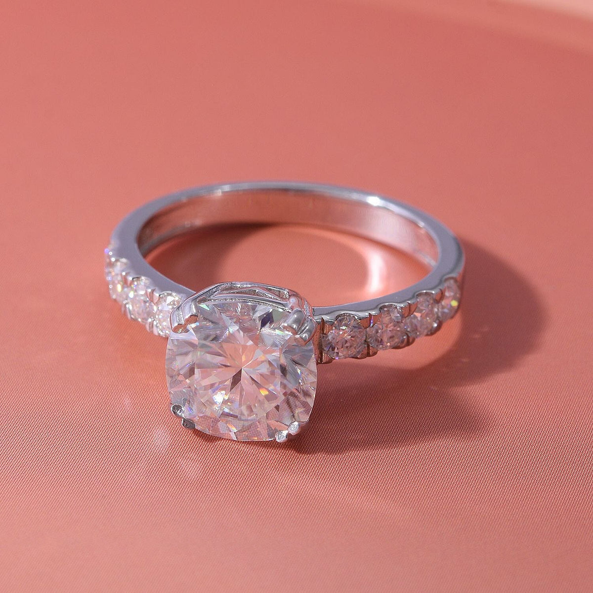 Moissanite Ring in Rhodium Overlay Sterling Silver 2.790 Ct 7361767 2