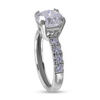 Moissanite Ring in Rhodium Overlay Sterling Silver 2.790 Ct