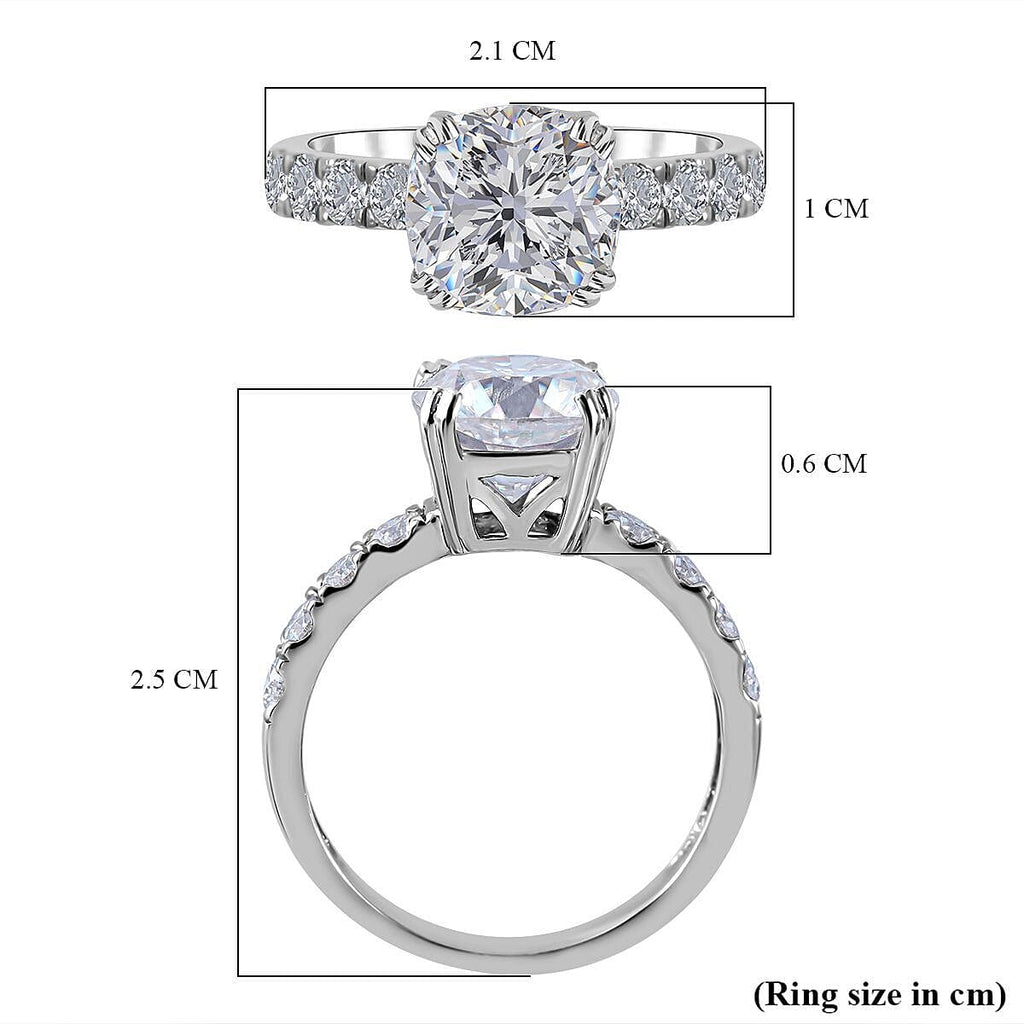 Moissanite Ring in Rhodium Overlay Sterling Silver 2.790 Ct