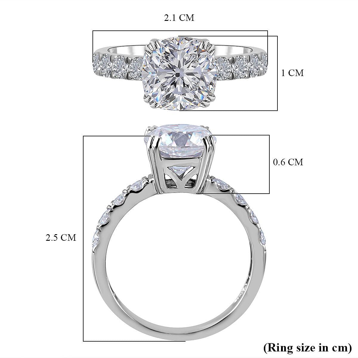 Moissanite Ring in Rhodium Overlay Sterling Silver 2.790 Ct 7361767 10