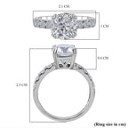 Moissanite Ring in Rhodium Overlay Sterling Silver 2.790 Ct