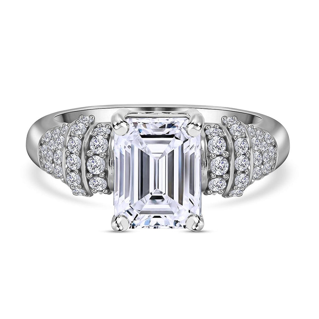Moissanite Ring in Rhodium Overlay Sterling Silver 2.90 Ct.