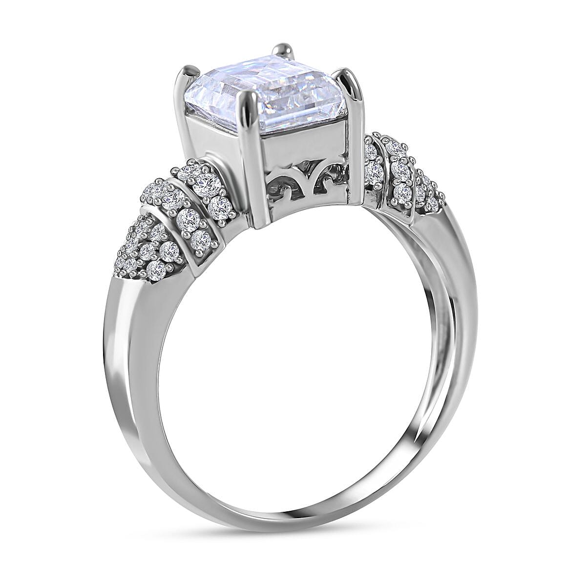 Moissanite Ring in Rhodium Overlay Sterling Silver 2.90 Ct. 7389603 3