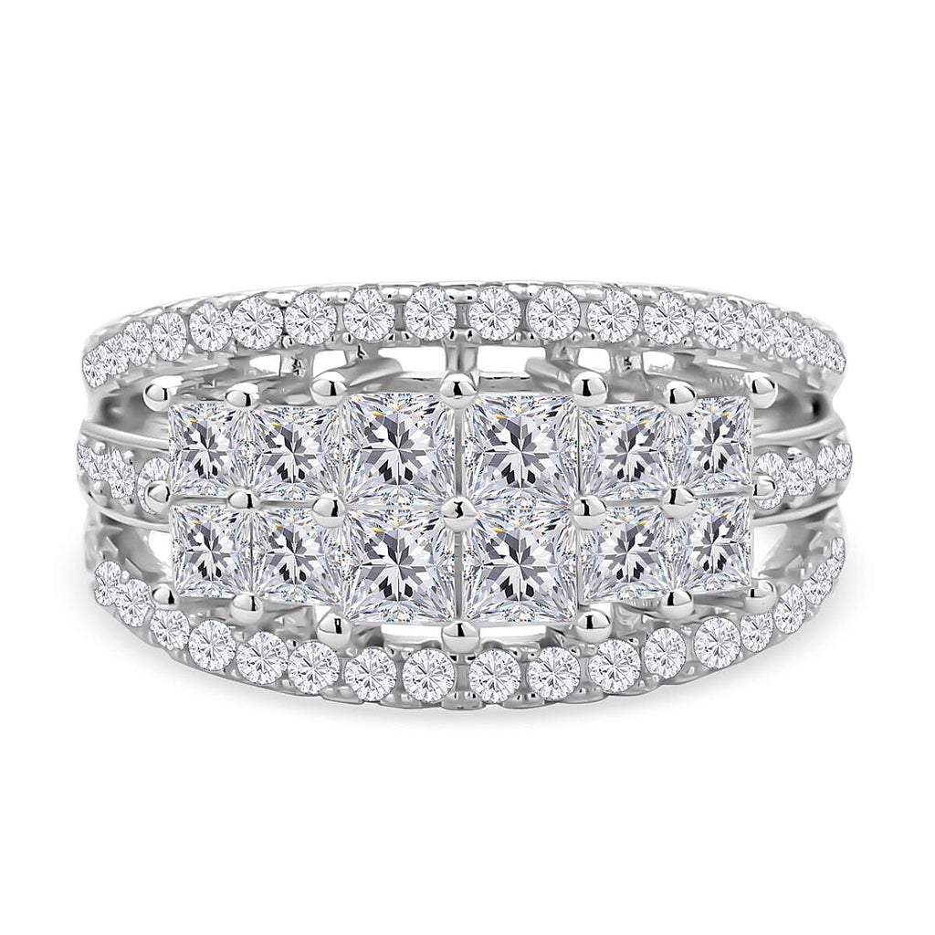 Moissanite Ring in Rhodium Overlay Sterling Silver 2.95 Ct.