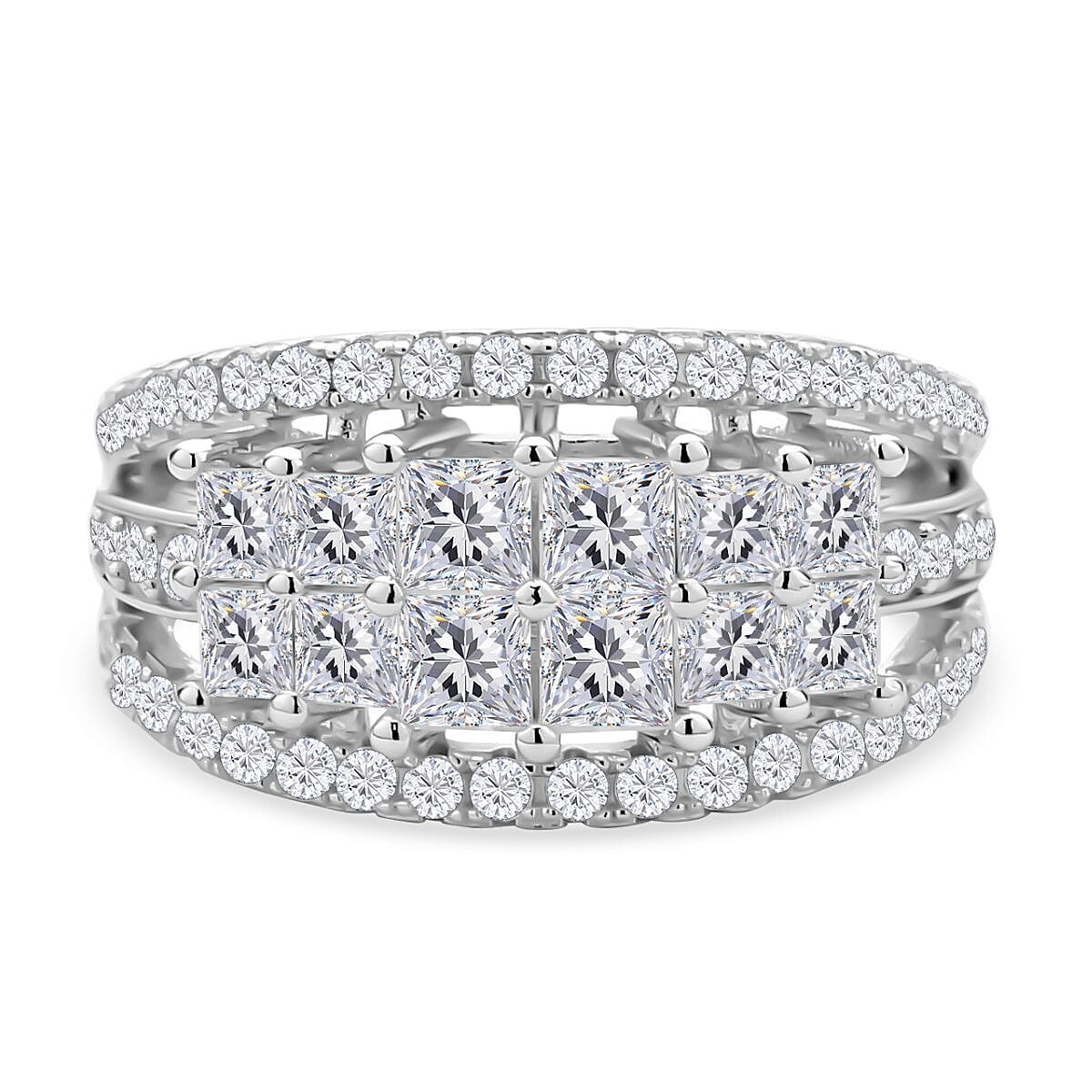 Moissanite Ring in Rhodium Overlay Sterling Silver 2.95 ct. 7269908 0