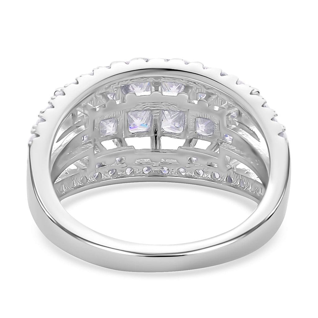 Moissanite Ring in Rhodium Overlay Sterling Silver 2.95 Ct.