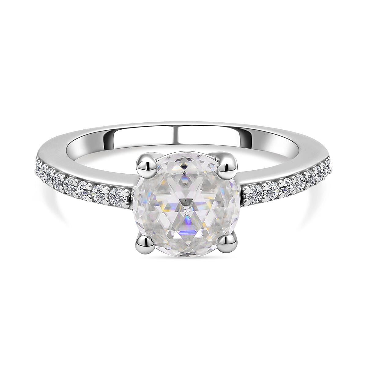 Moissanite Ring in Rhodium Overlay Sterling Silver 2.02 Ct. 7189367 0