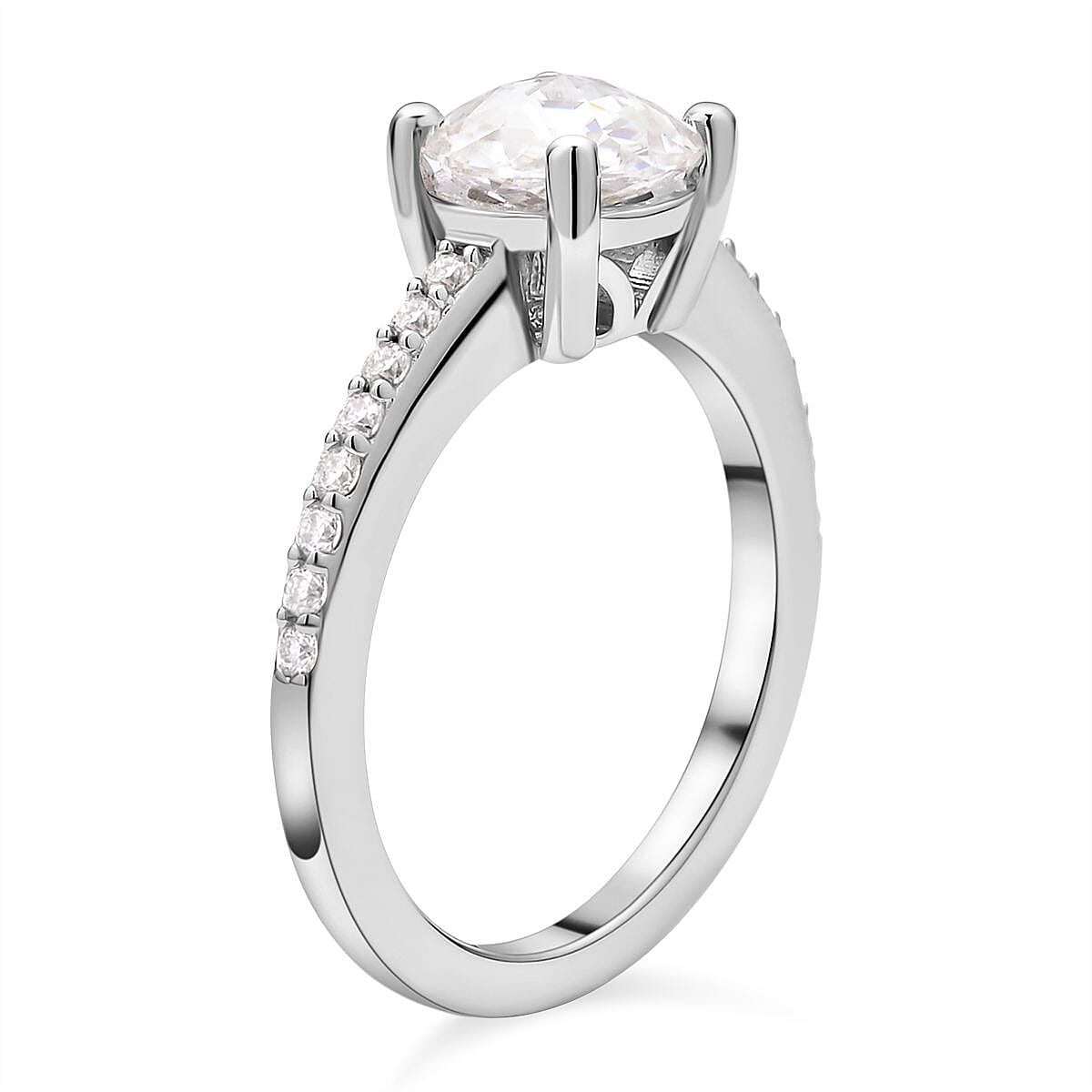 Moissanite Ring in Rhodium Overlay Sterling Silver 2.02 Ct. 7189367 3