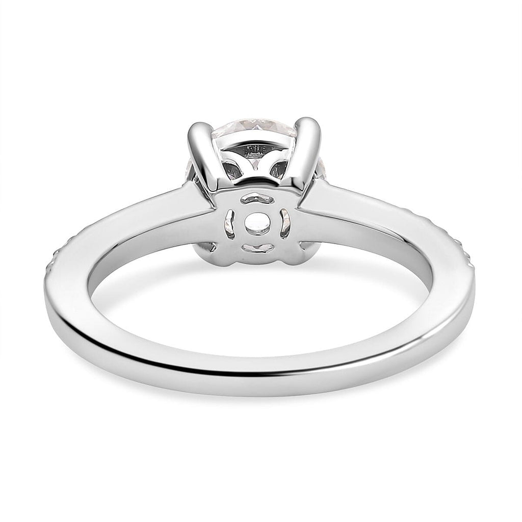 Moissanite Ring in Rhodium Overlay Sterling Silver 2.02 Ct.