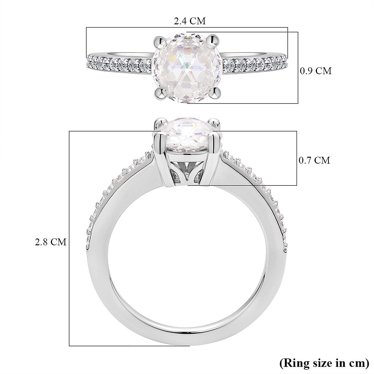 Moissanite Ring in Rhodium Overlay Sterling Silver 2.02 Ct. 7189367 5