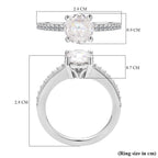 Moissanite Ring in Rhodium Overlay Sterling Silver 2.02 Ct.
