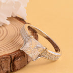 Moissanite (Princess Cut) Ring in Rhodium Overlay Sterling Silver 2.35 Ct.