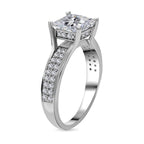 Moissanite (Princess Cut) Ring in Rhodium Overlay Sterling Silver 2.35 Ct.
