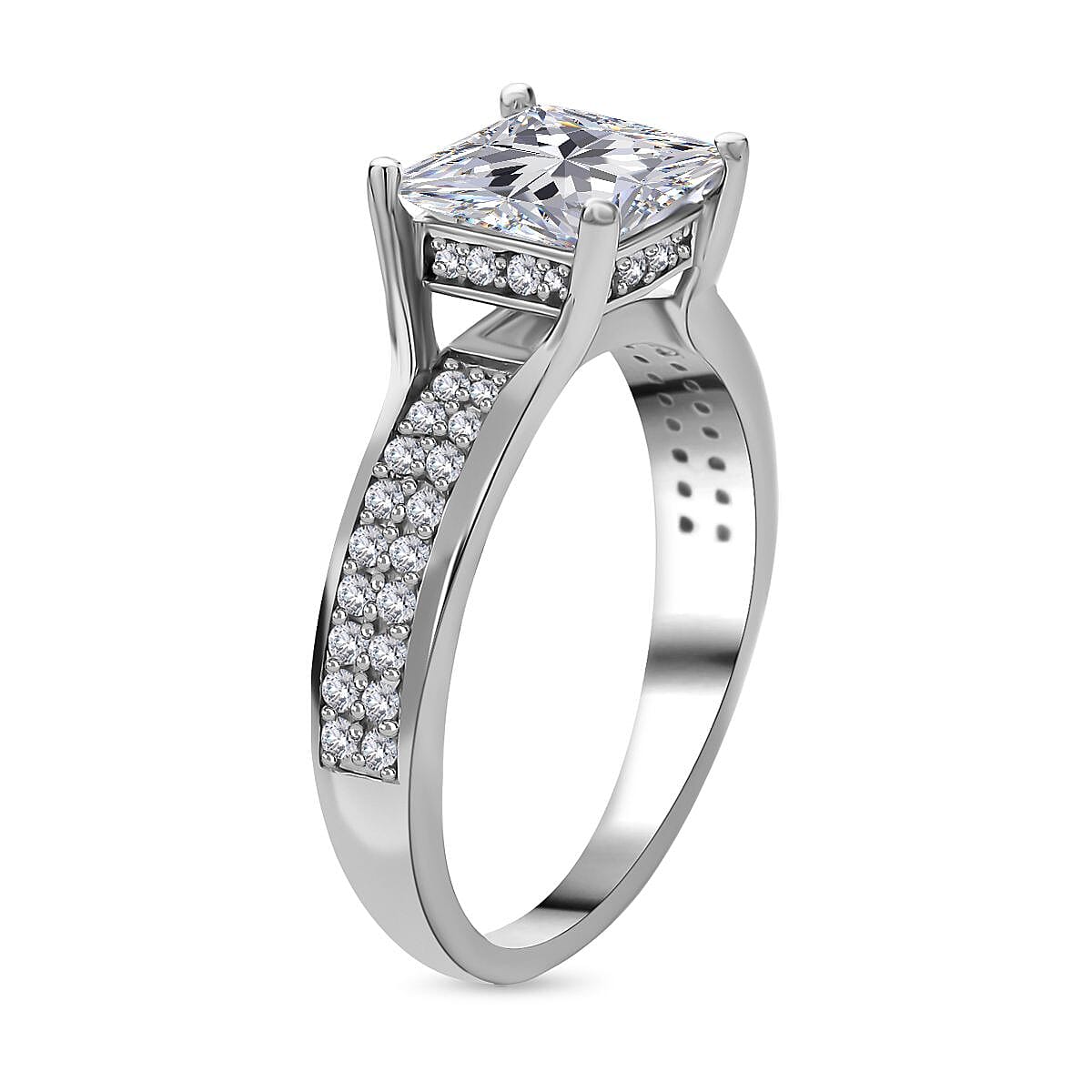 Moissanite Ring in Rhodium Overlay Sterling Silver 2.35 Ct. 7269960 7