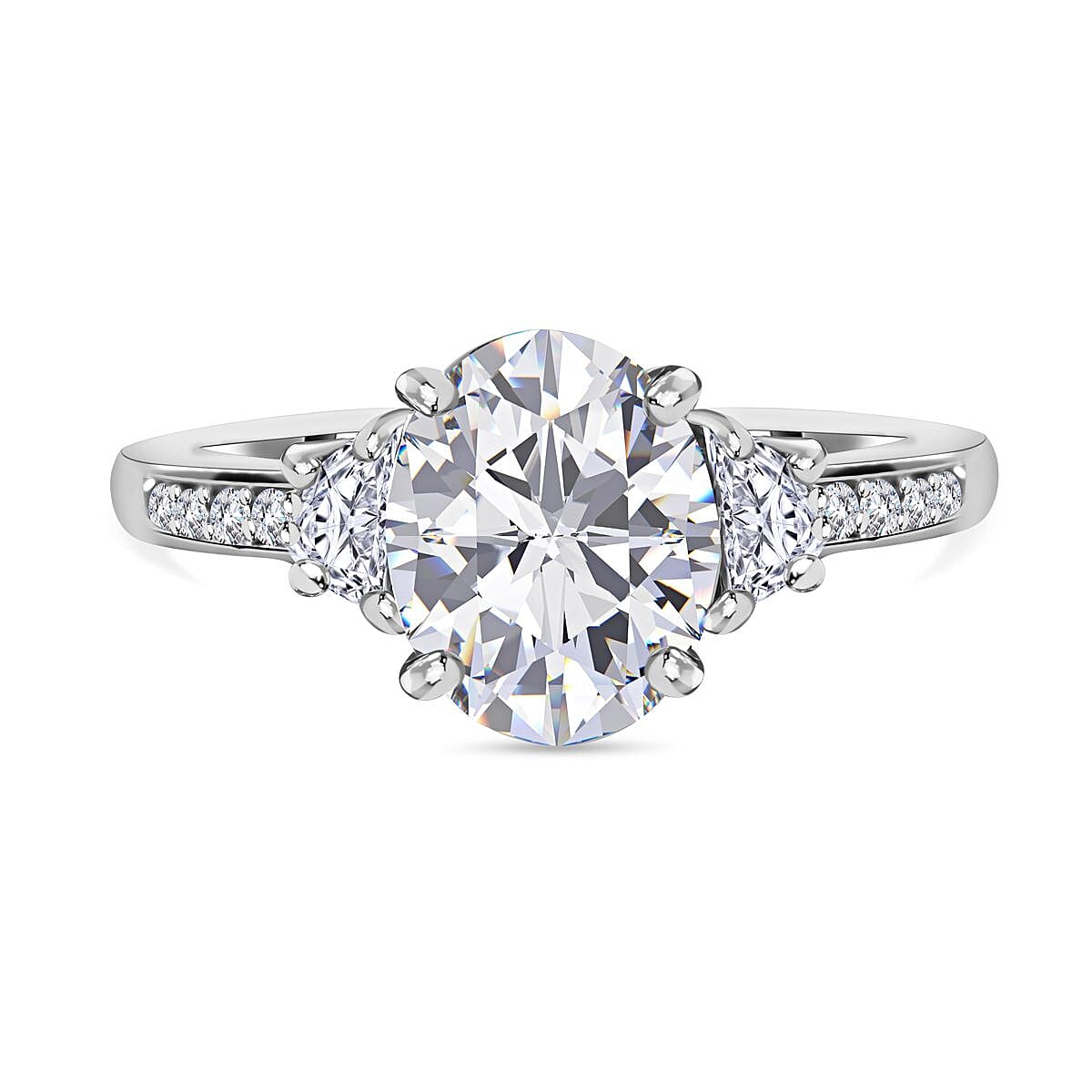 Moissanite Ring in Rhodium Overlay Sterling Silver 2.60 Ct. Metal Wt - 4.00 Gms. 7436969 2