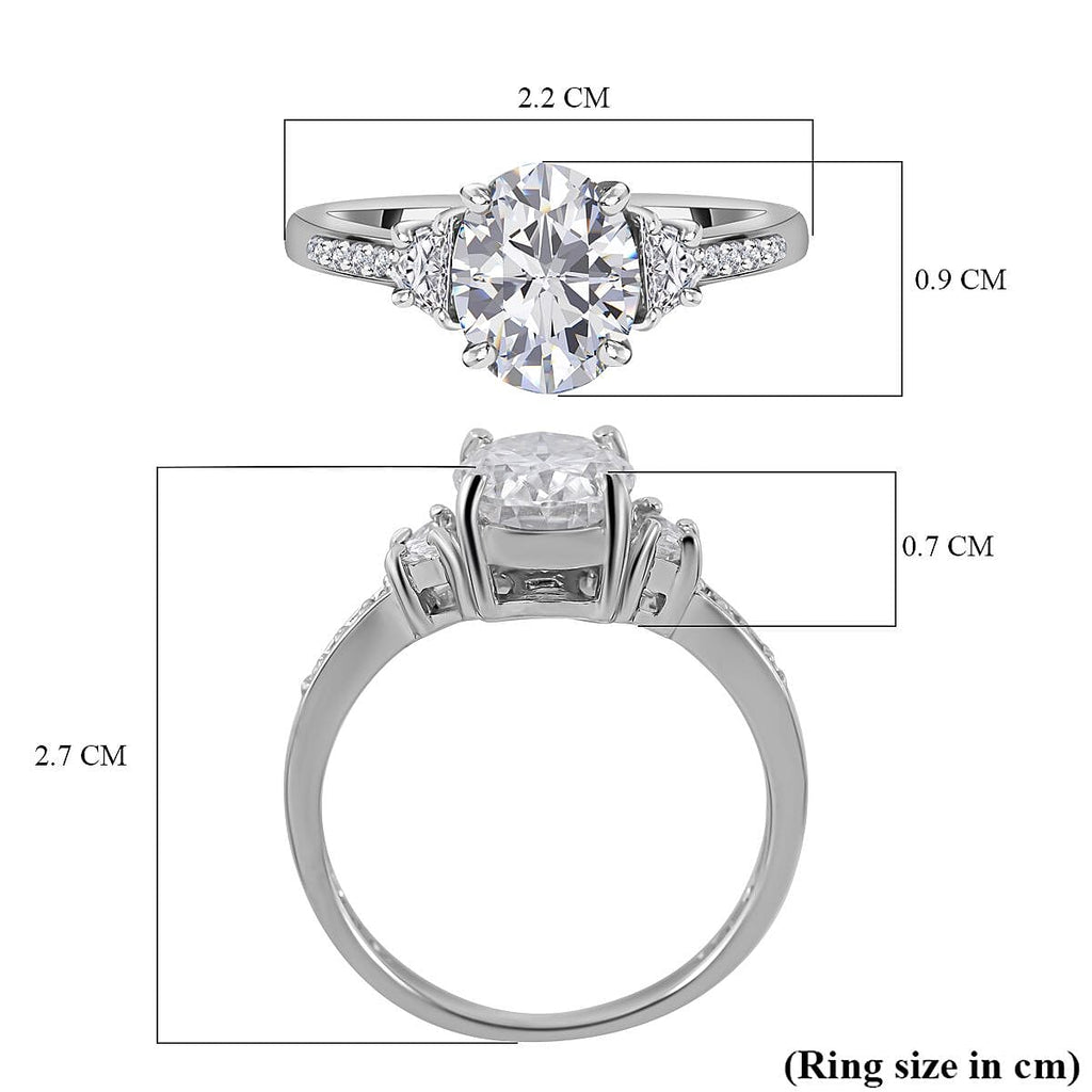 Moissanite Ring in Rhodium Overlay Sterling Silver 2.60 Ct. Metal Wt - 4.00 Gms.