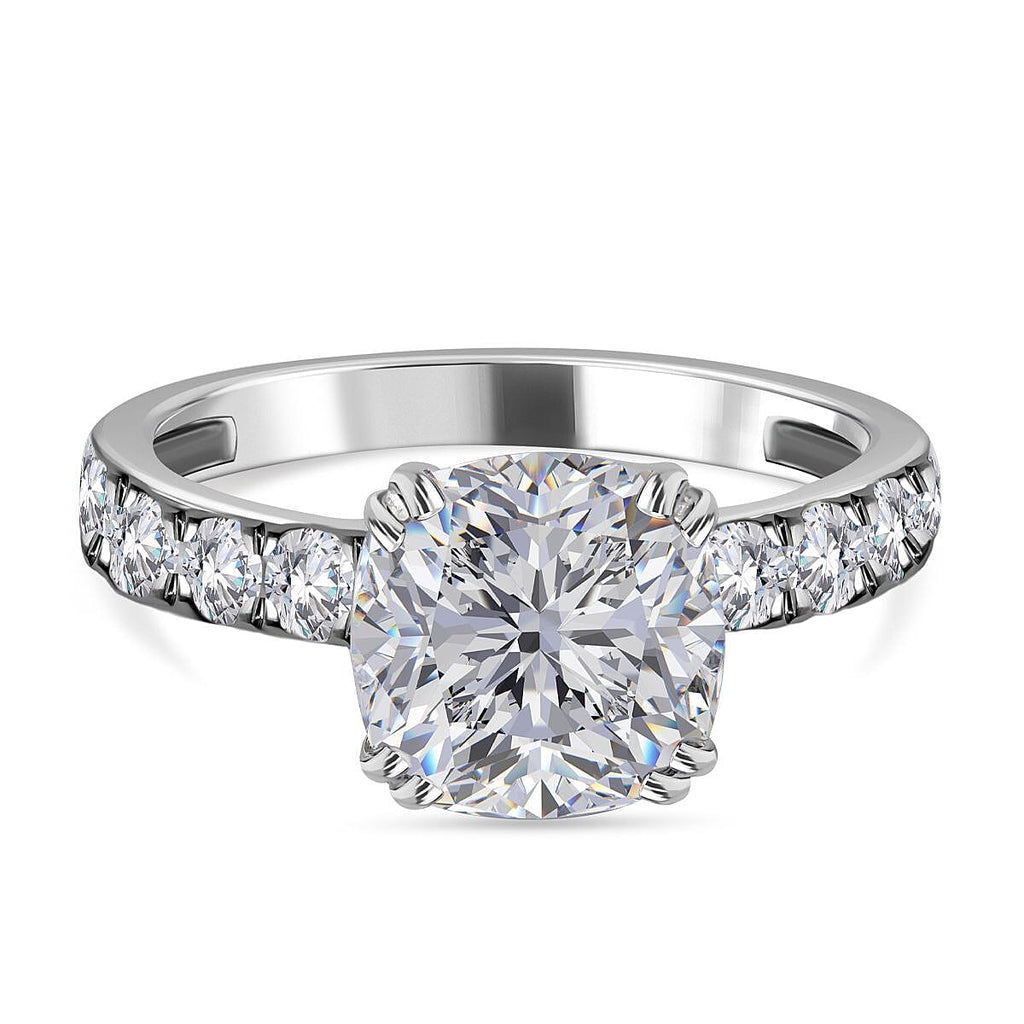 Moissanite Ring in Rhodium Overlay Sterling Silver 2.790 Ct