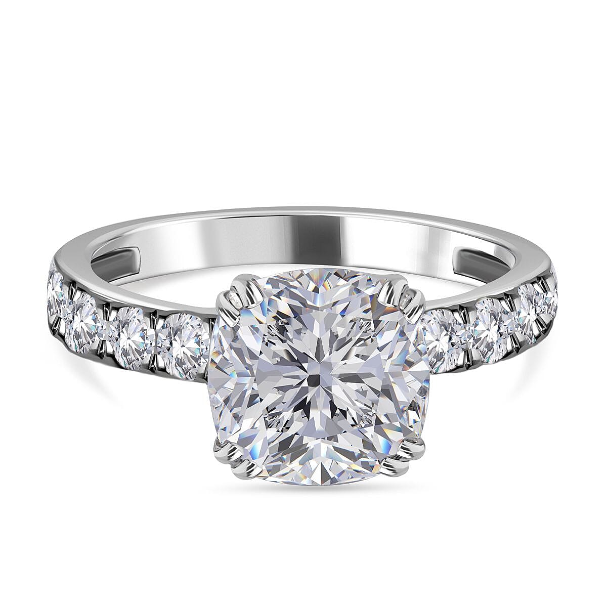 Moissanite Ring in Rhodium Overlay Sterling Silver 2.790 Ct 7361767 1