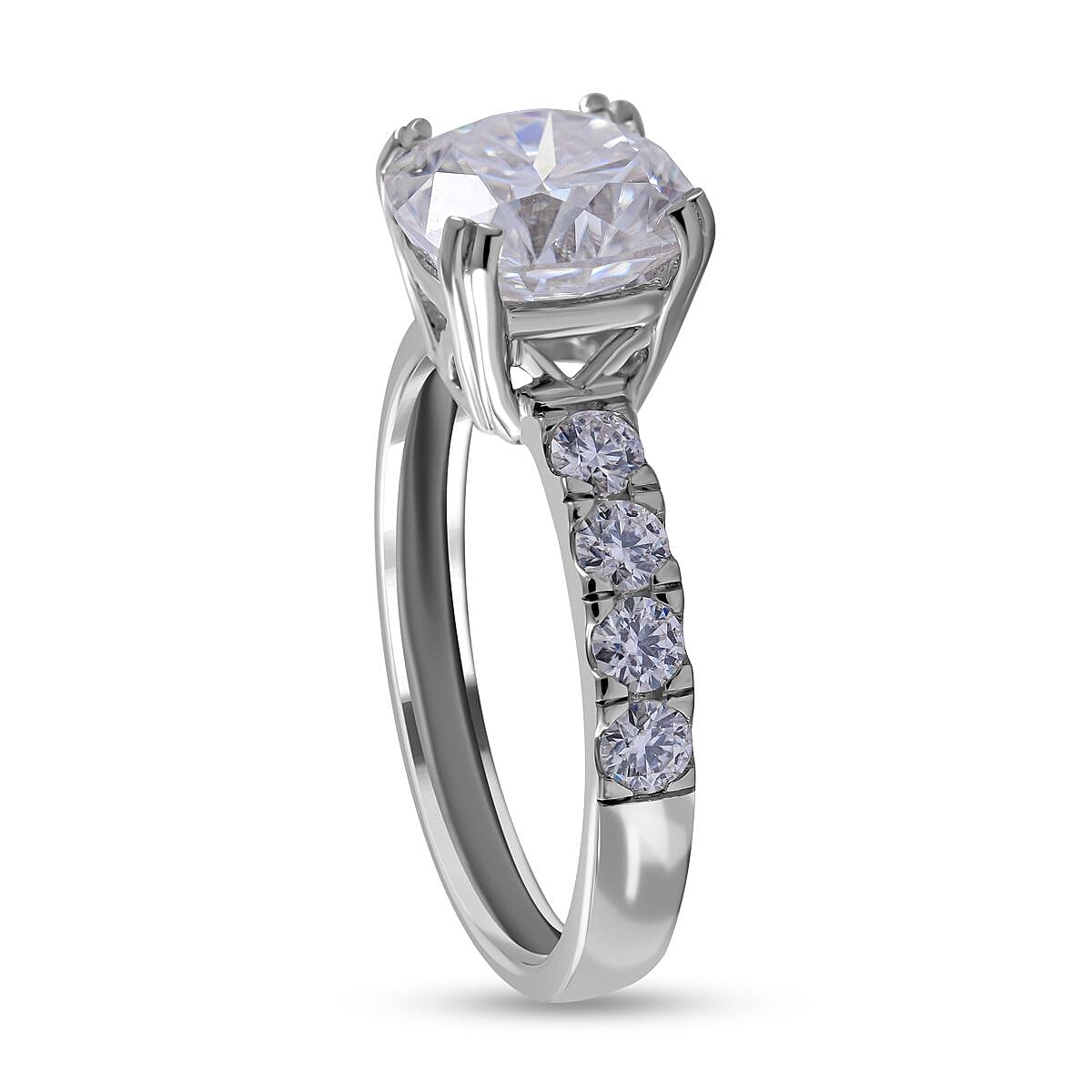 Moissanite Ring in Rhodium Overlay Sterling Silver 2.790 Ct 7361767 7