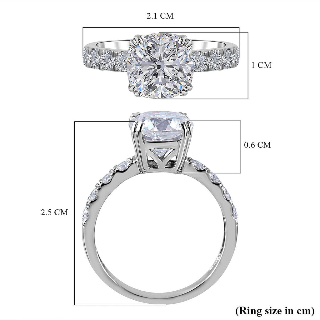 Moissanite Ring in Rhodium Overlay Sterling Silver 2.790 Ct