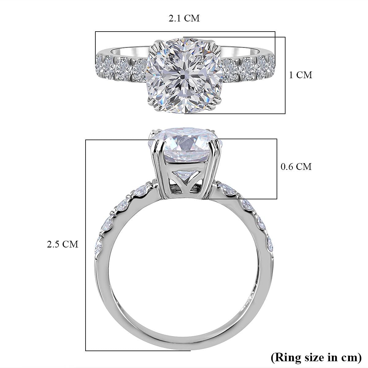 Moissanite Ring in Rhodium Overlay Sterling Silver 2.790 Ct 7361767 11
