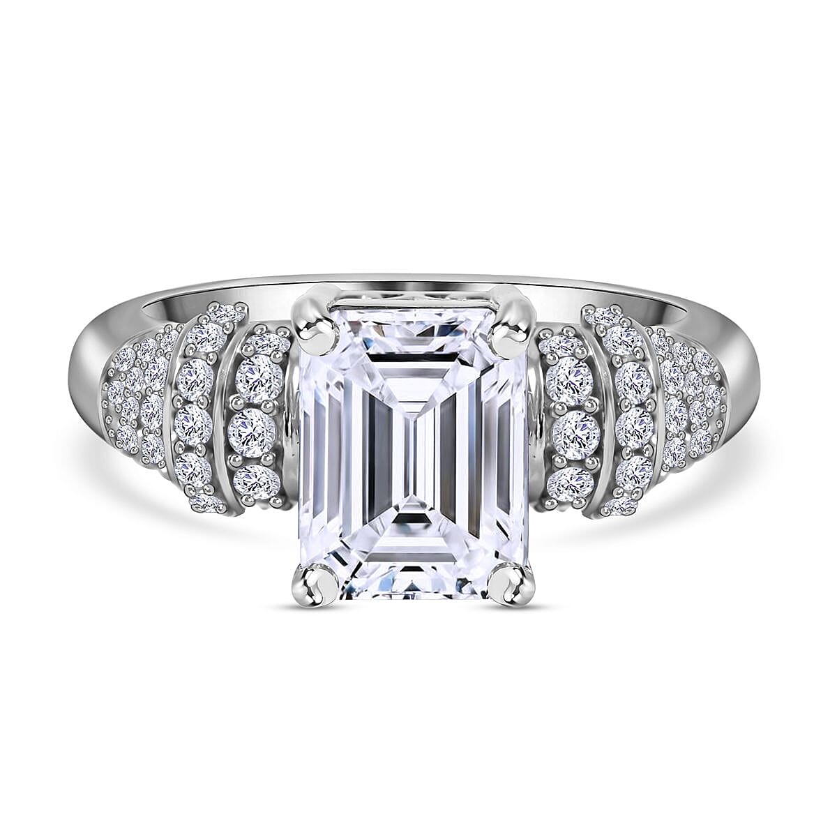 Moissanite Ring in Rhodium Overlay Sterling Silver 2.90 Ct. 7389603 6