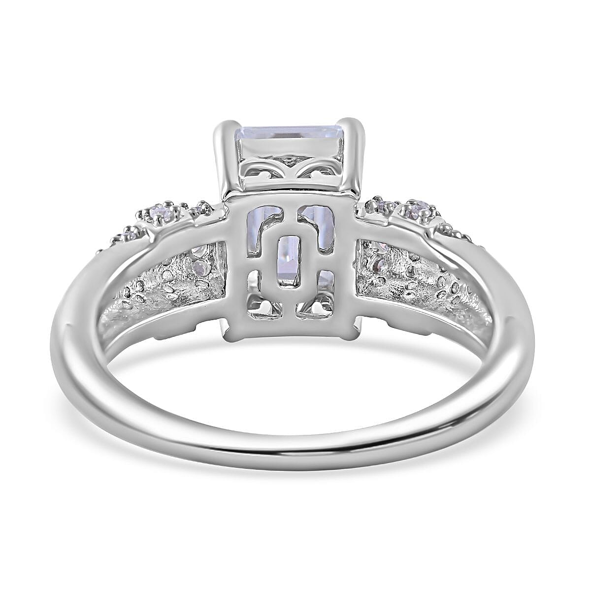 Moissanite Ring in Rhodium Overlay Sterling Silver 2.90 Ct. 7389603 10
