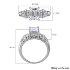 Moissanite Ring in Rhodium Overlay Sterling Silver 2.90 Ct.