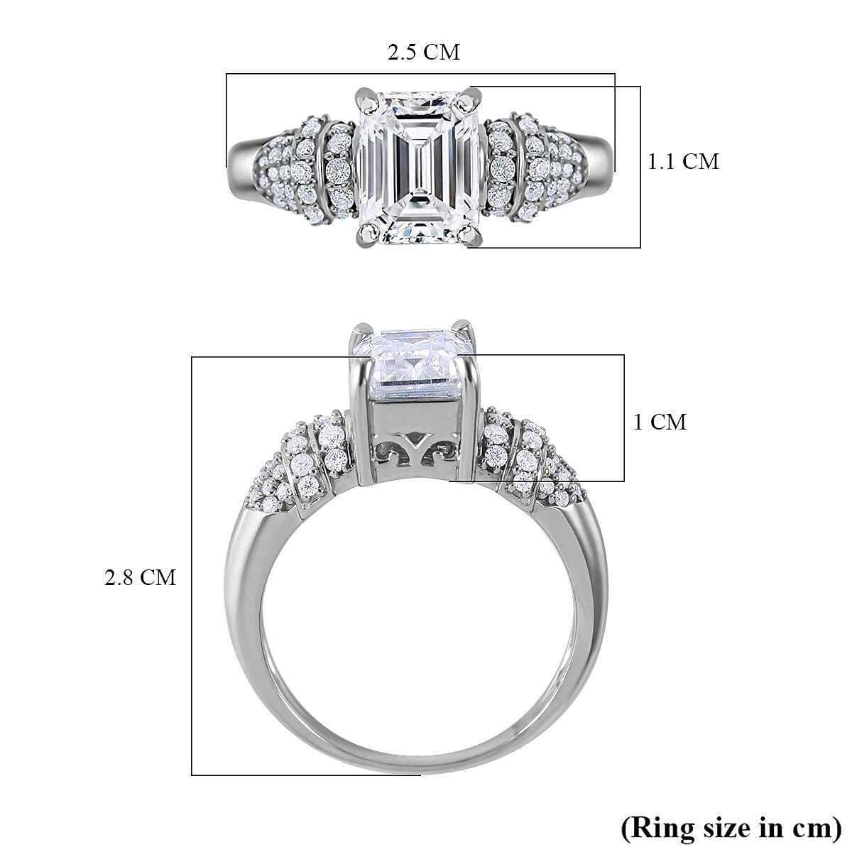 Moissanite Ring in Rhodium Overlay Sterling Silver 2.90 Ct. 7389603 11
