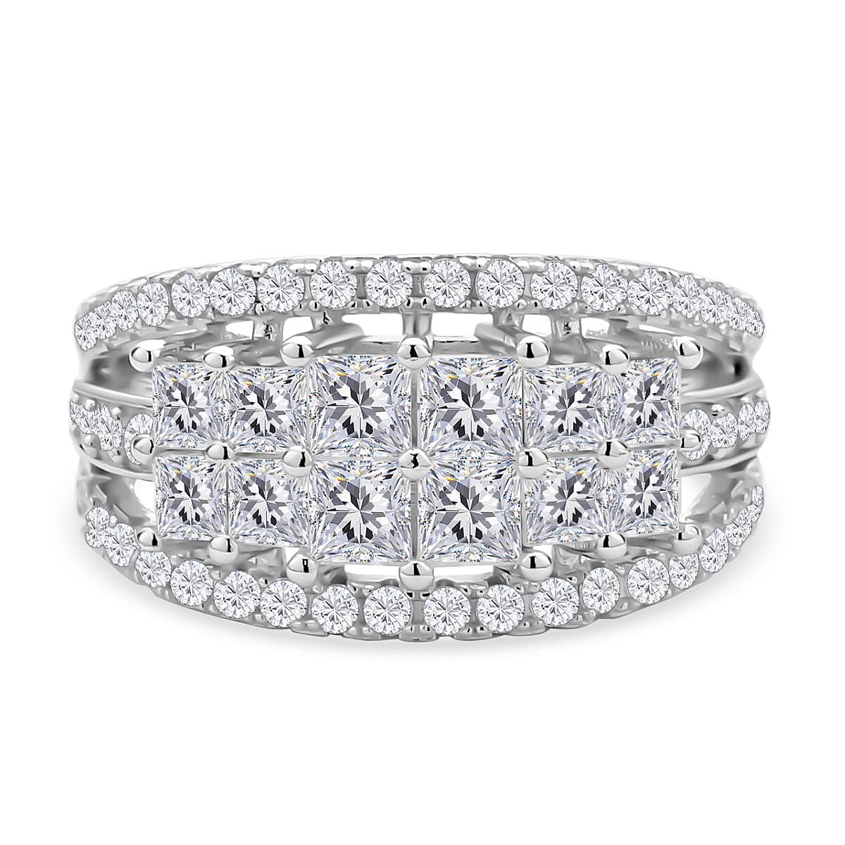 Moissanite Ring in Rhodium Overlay Sterling Silver 2.95 ct. 7269908 6