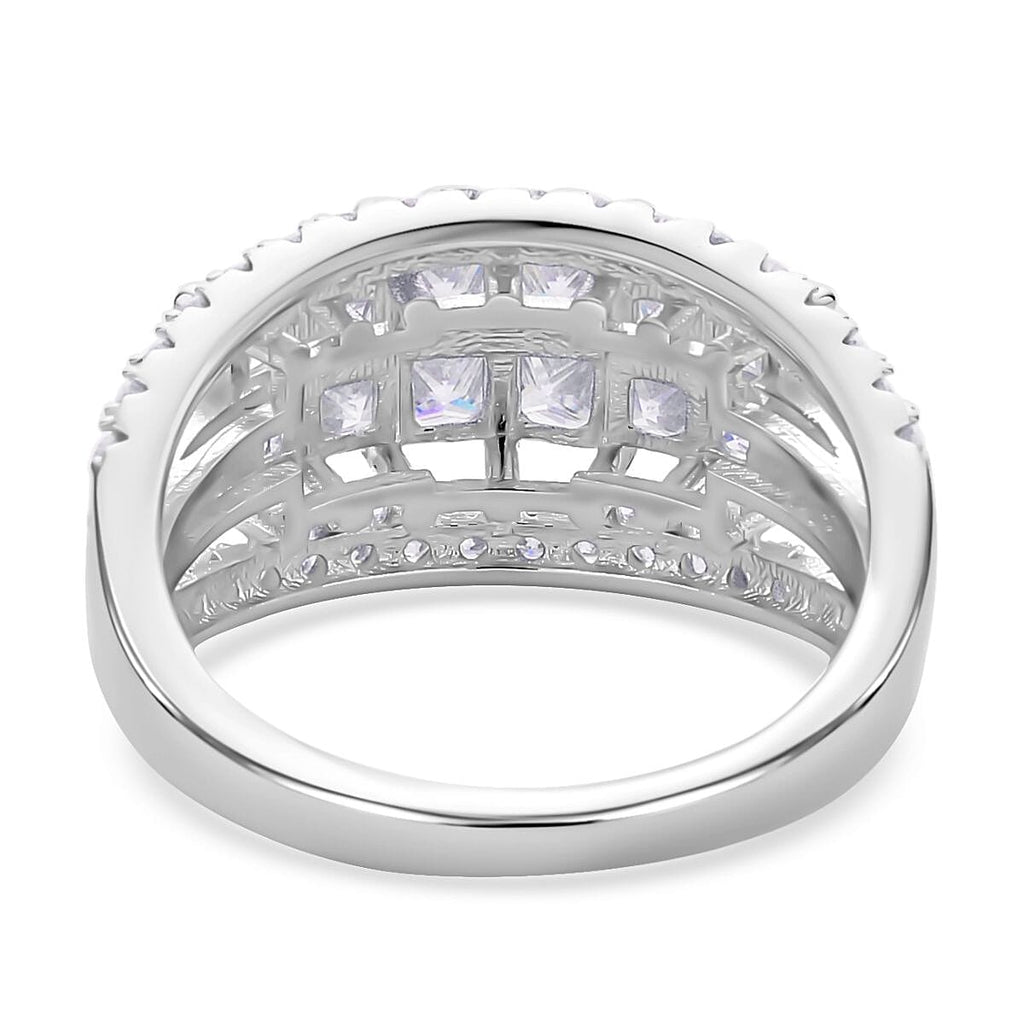 Moissanite Ring in Rhodium Overlay Sterling Silver 2.95 Ct.
