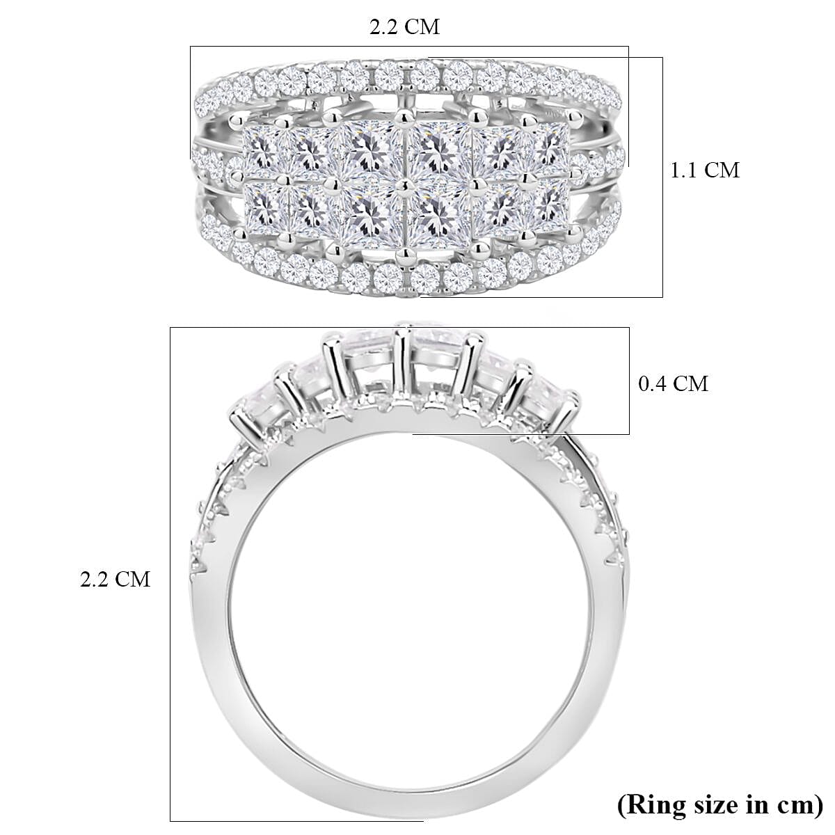 Moissanite Ring in Rhodium Overlay Sterling Silver 2.95 ct. 7269908 11