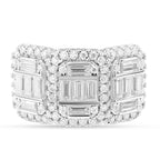 Moissanite Ring in Rhodium Overlay Sterling Silver 2.97 Ct.