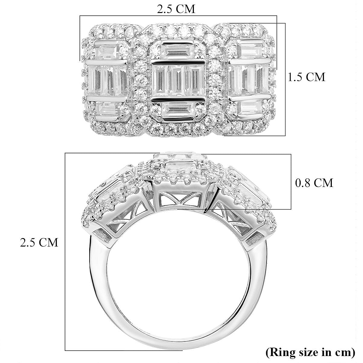 Moissanite Ring in Rhodium Overlay Sterling Silver 2.97 Ct. 7080411 12