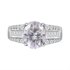 Moissanite Ring in Rhodium Overlay Sterling Silver 3.29 Ct