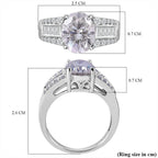 Moissanite Ring in Rhodium Overlay Sterling Silver 3.29 Ct