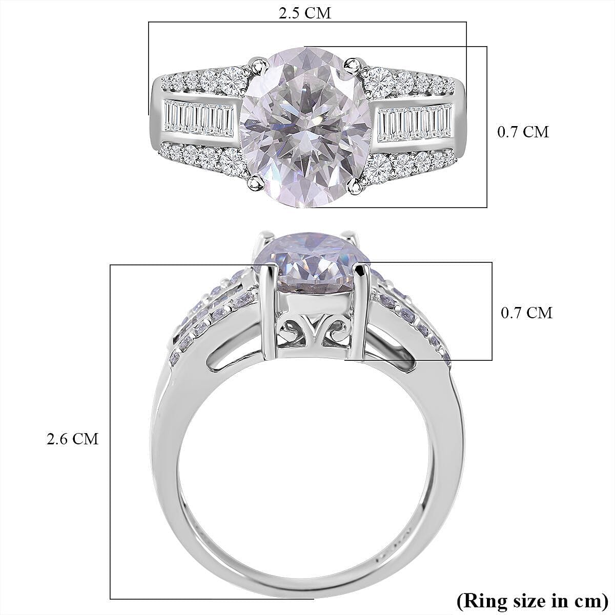 Moissanite Ring in Rhodium Overlay Sterling Silver 3.29 Ct 7362887 10