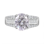 Moissanite Ring in Rhodium Overlay Sterling Silver 3.29 Ct