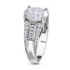 Moissanite Ring in Rhodium Overlay Sterling Silver 3.29 Ct
