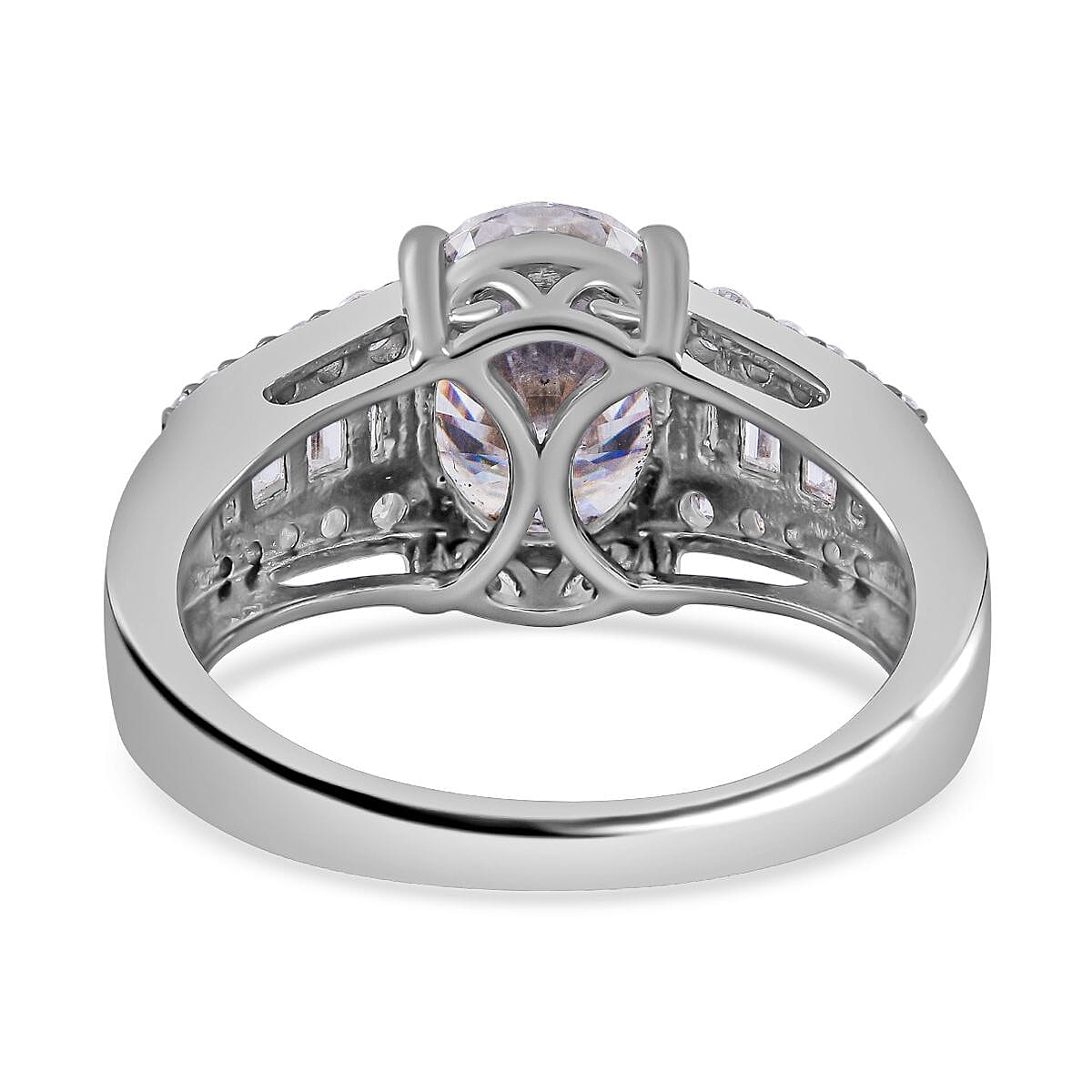 Moissanite Ring in Rhodium Overlay Sterling Silver 3.29 Ct 7362887 9