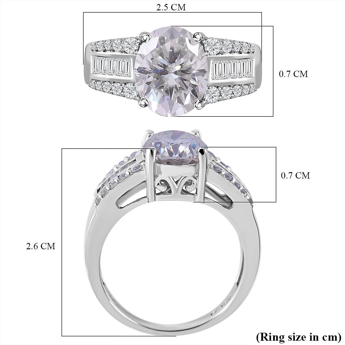 Moissanite Ring in Rhodium Overlay Sterling Silver 3.29 Ct 7362887 11