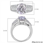 Moissanite Ring in Rhodium Overlay Sterling Silver 3.29 Ct