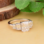 Moissanite (Radiant Cut) Ring in Rhodium Overlay Sterling Silver 4.28 Ct